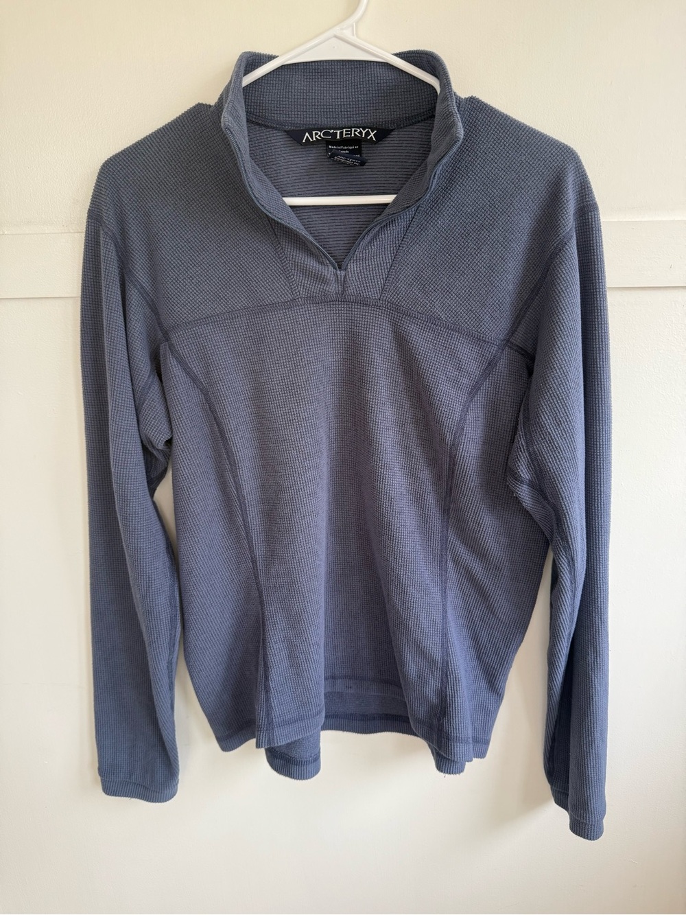 ARC’TERYX Delta LT Grid Fleece Pullover Waffle Knit Blue Women's Large No Zipper